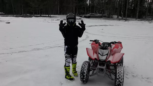quad biking in winter