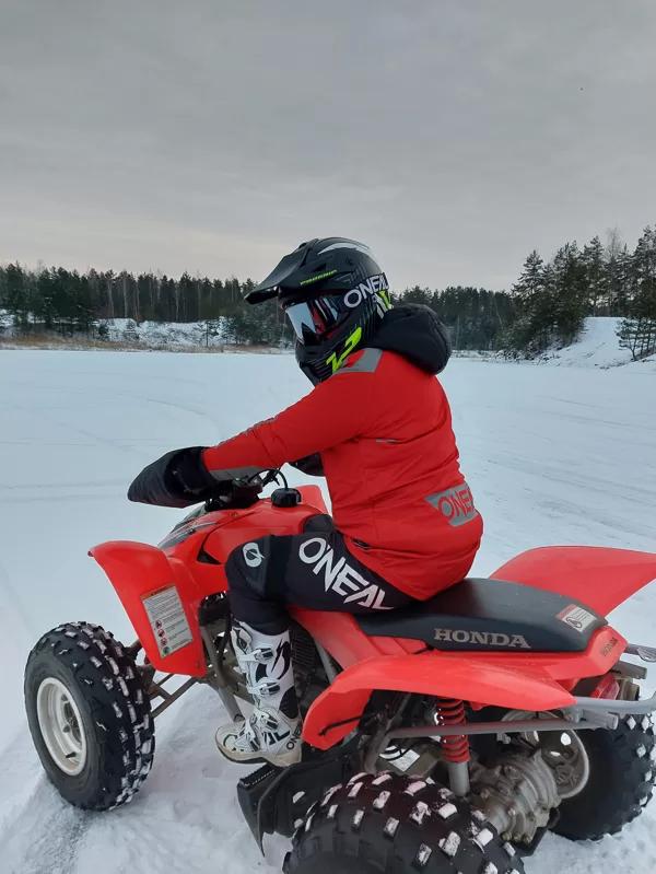 Quad biking in winter near Riga
